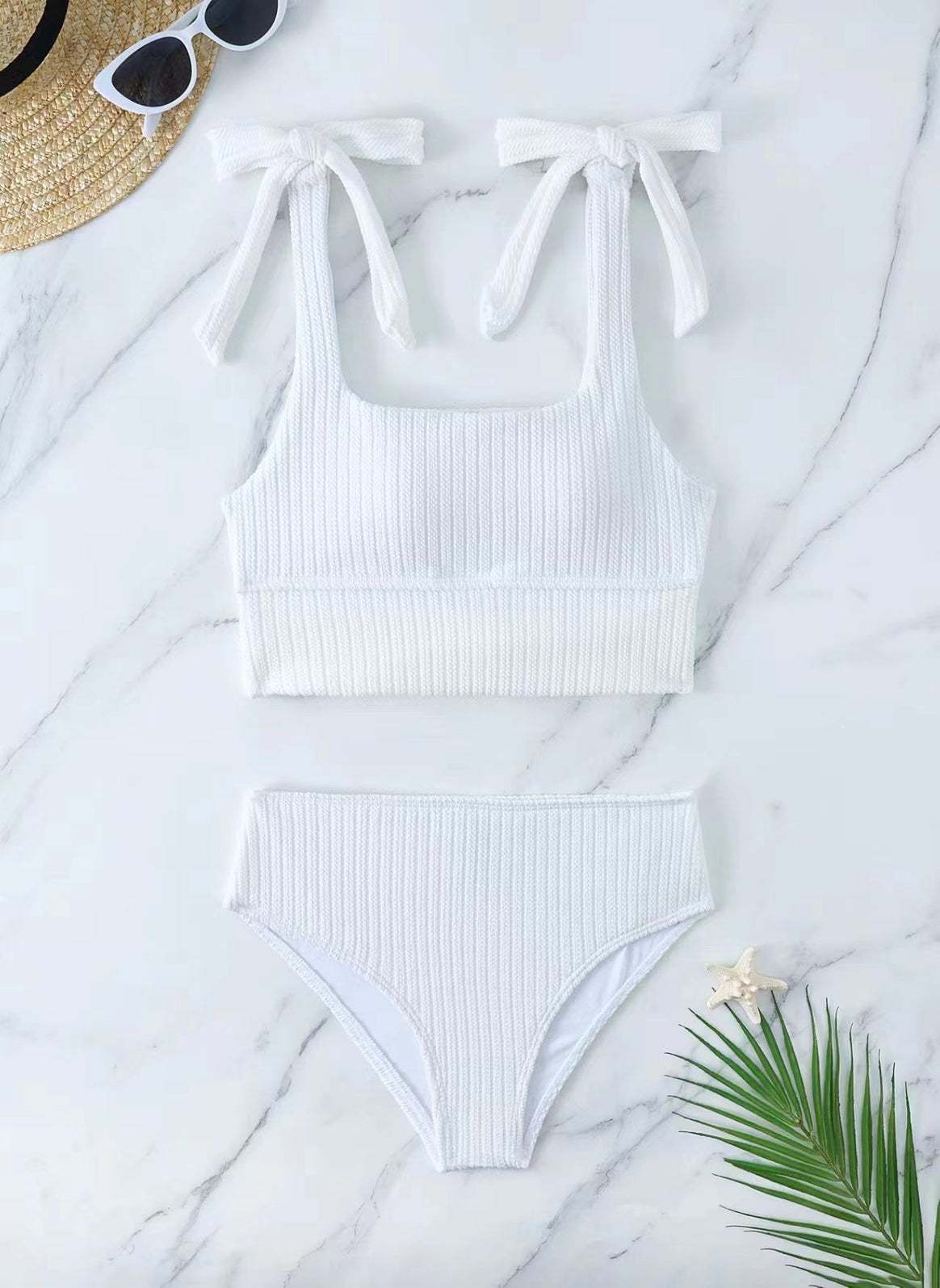 Women's bikini set with trendy ribbed design and adjustable tie straps Mune Fashion