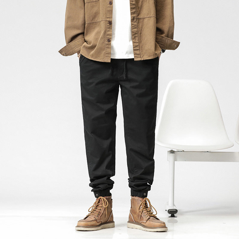 Herren Konisch geschnittene Utility-Joggerhose aus Baumwoll-Twill mit elastischem Bund und Kordelzug Mune Fashion