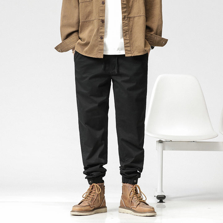 Herren Konisch geschnittene Utility-Joggerhose aus Baumwoll-Twill mit elastischem Bund und Kordelzug Mune Fashion