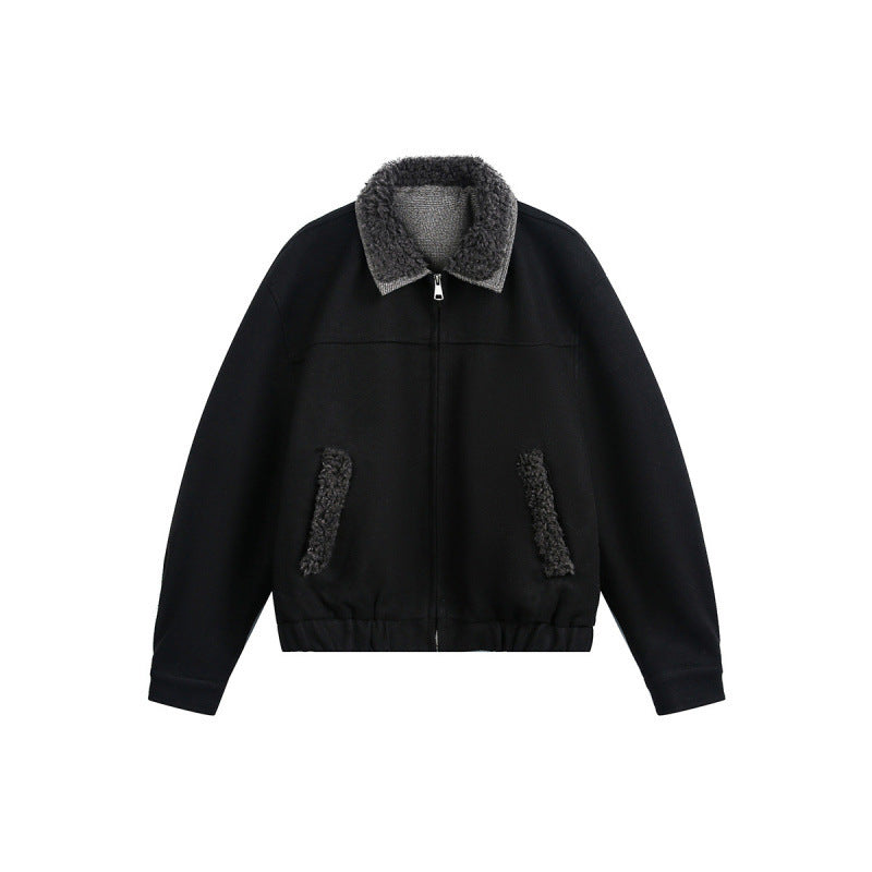 Men's Boxy Bomber Jacket with Teddy Collar, Lined Pockets and Elastic Hem Mune Fashion