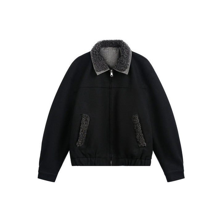 Men's Boxy Bomber Jacket with Teddy Collar, Lined Pockets and Elastic Hem Mune Fashion