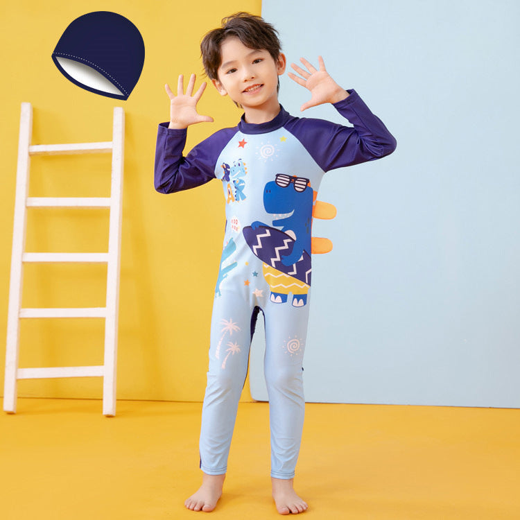 Boys UV protection swimsuit with long sleeves and cute dinosaur design Mune Fashion