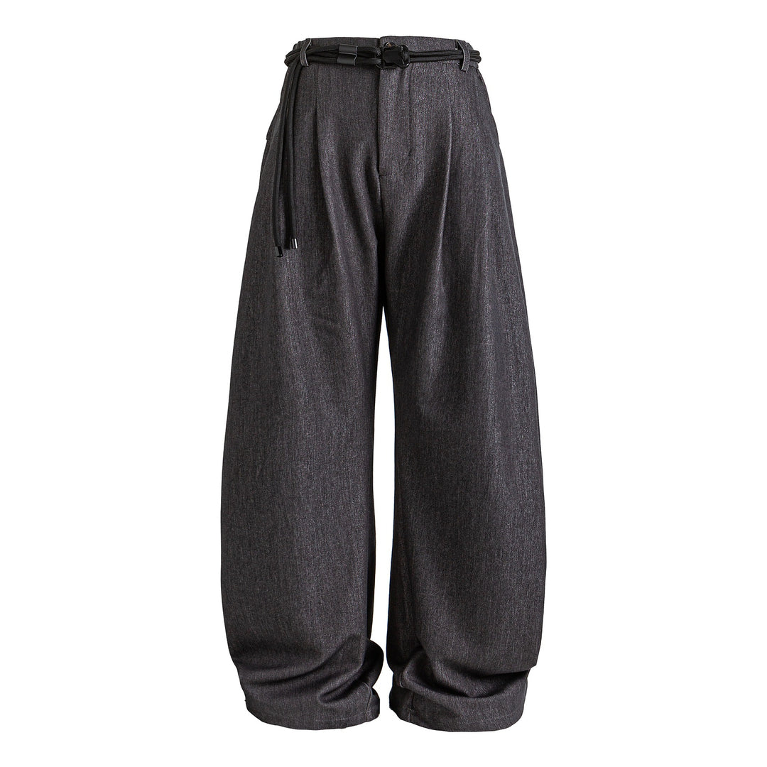 Women wide high-waisted jeans with pleats, drawstring belt, and culotte cut Mune Fashion