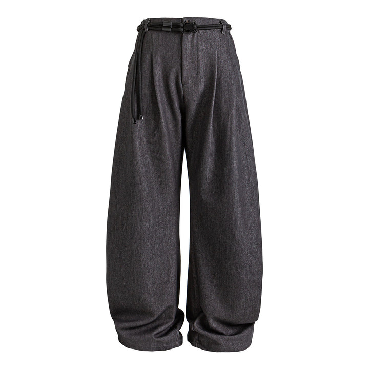 Women wide high-waisted jeans with pleats, drawstring belt, and culotte cut Mune Fashion