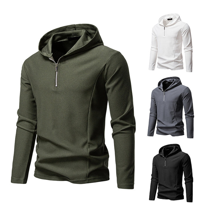 Men's Lightweight Textured Half-Zip Hoodie with Breathable Mesh Mune Fashion