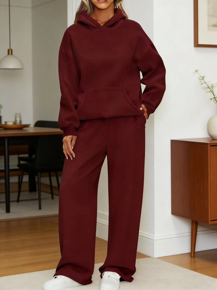 Women's cozy oversized hoodie and wide jogger pants set Mune Fashion