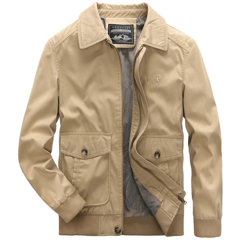 Men's Lightweight Canvas Jacket with Quilted Lining and Elastic Ribbed Cuff Mune Fashion