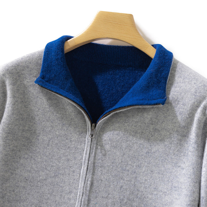 Women Short-Cut Zip Knitted Cardigan with Stand-Up Collar and Cashmere-Like Softness Mune Fashion