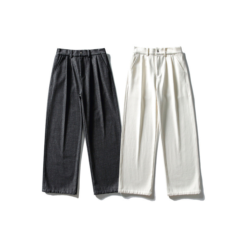 Ladies high-waisted wide pleated trousers with straight leg and side pockets Mune Fashion