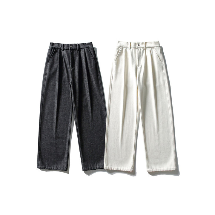 Ladies high-waisted wide pleated trousers with straight leg and side pockets Mune Fashion