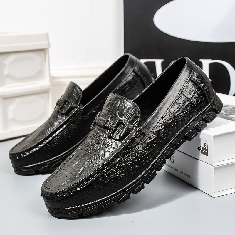 Men's moccasin in leather look with crocodile embossing, profile sole and comfort footbed Mune Fashion
