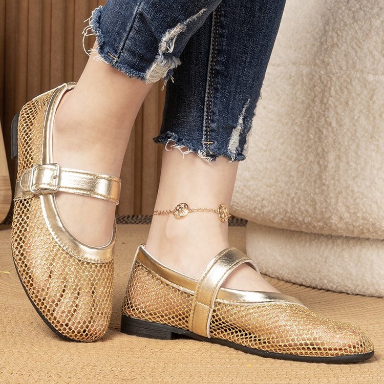 Damen Atmungsaktive Mary‑Jane‑Ballerinas mit Netz‑Mesh‑Obermaterial und verstellbarem Schnallenriemen Mune Fashion