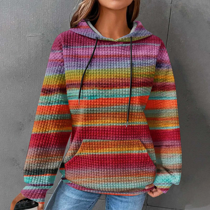 Women’s Fashionable Hooded Sweater in Checkered Design Mune Fashion