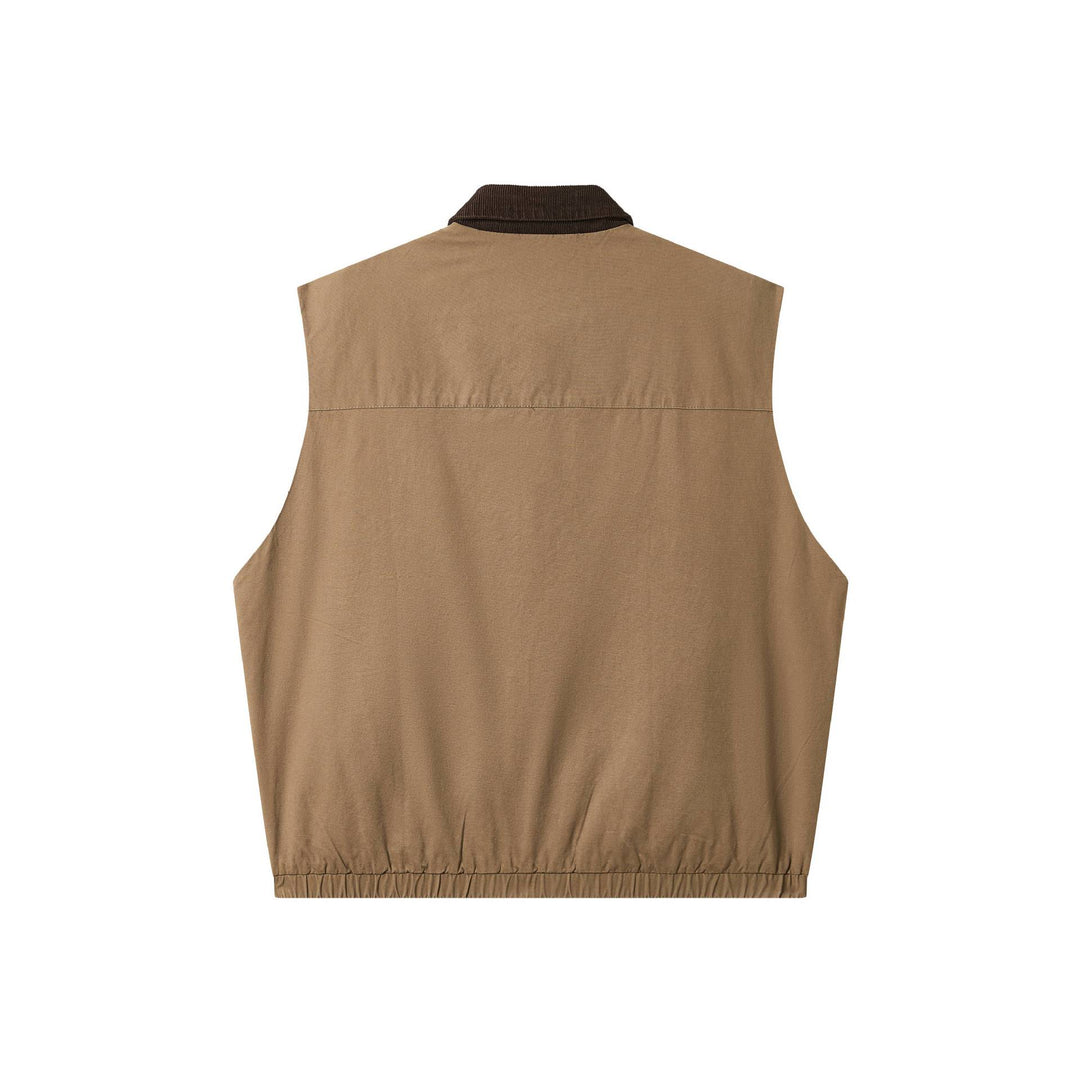 Men's Utilitarian Vest with Cord Collar and Generous Pockets Mune Fashion