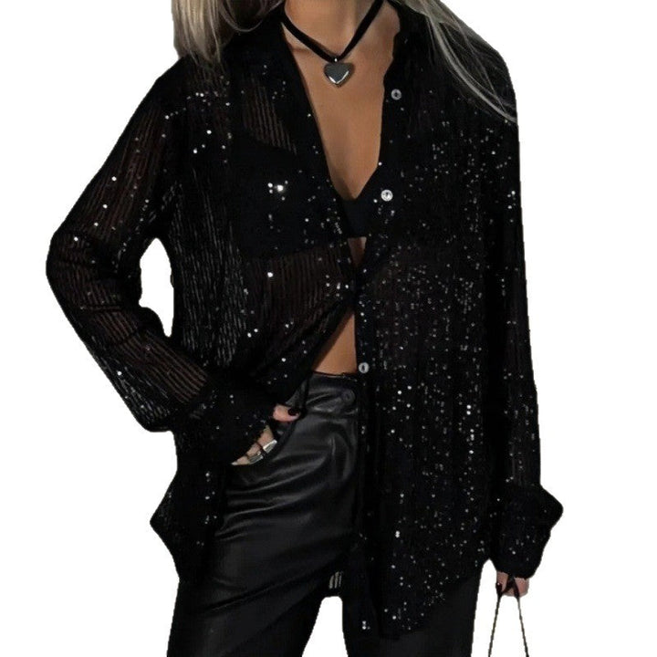 Ladies Glittering Oversized Shirt with Sequins Mune