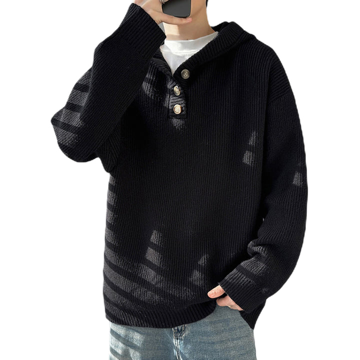 Men's Cozy Hoodie with Button Details and Ribbed Texture Mune Fashion