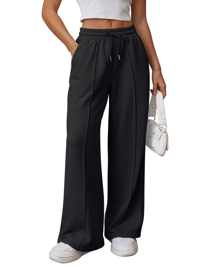 Women nan High-Waist Relax leisure pants with double ribbed waistband, visible crease and wide leg Mune Fashion