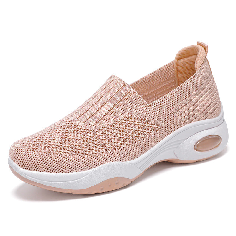 Women's seamless knit slippers with elevated plateau air cushioning and ergonomic heel support Mune Fashion