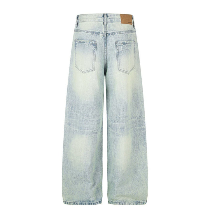 Women High-waisted Wide Jeans in Palazzo Cut with Wide Leg and Washed Look Mune Fashion