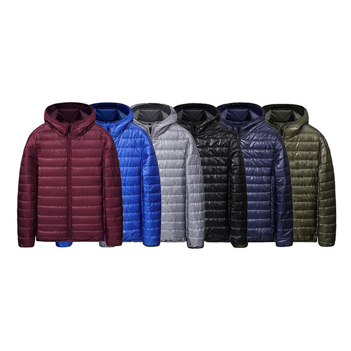 Men's ultralight quilted hoodie with horizontal chamber cut quilting and full zip Mune Fashion
