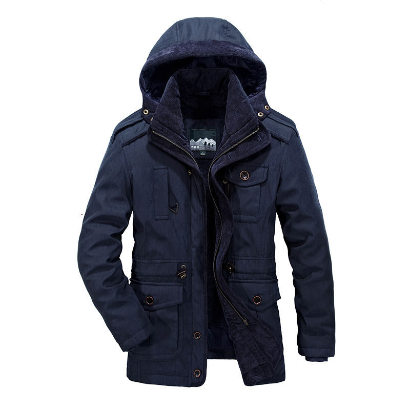 Men's Padded Canvas Field Parka with Sherpa Lining and Hood Collar Mune Fashion