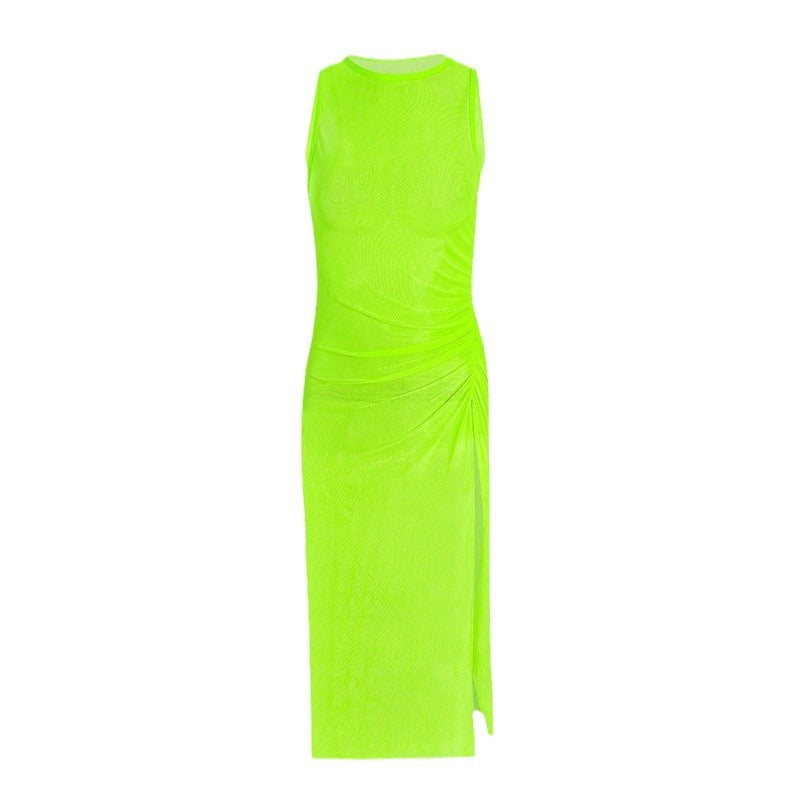 Women's sleeveless beach dress with side ruffle detail Mune Fashion
