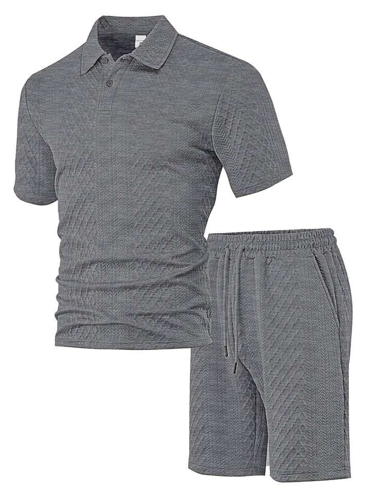 Men's structured polo shirt and bermuda shorts set made of quilted cotton blend Mune Fashion