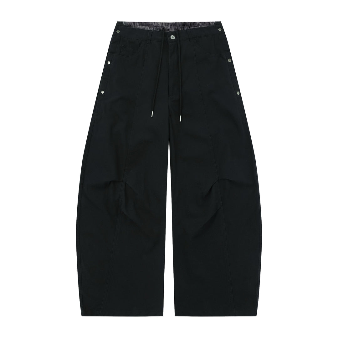 Women's Wide Culotte Trousers with Elastic Drawstring Waistband and Cargo Details Mune Fashion