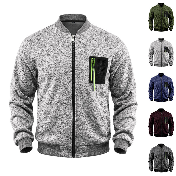 Men's mottled bomber jacket with zipper chest pocket and ribbed cuffs Mune Fashion