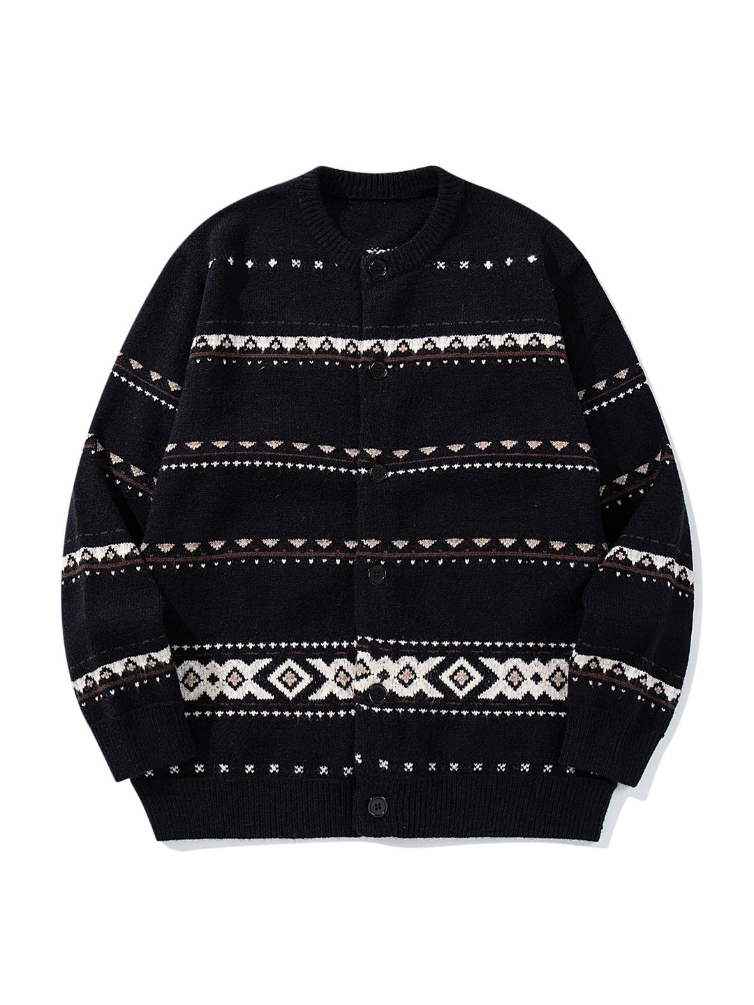 Unisex Structured Jacquard Cardigan with Round Neckline, Oversized Fit and Button Placket Mune Fashion