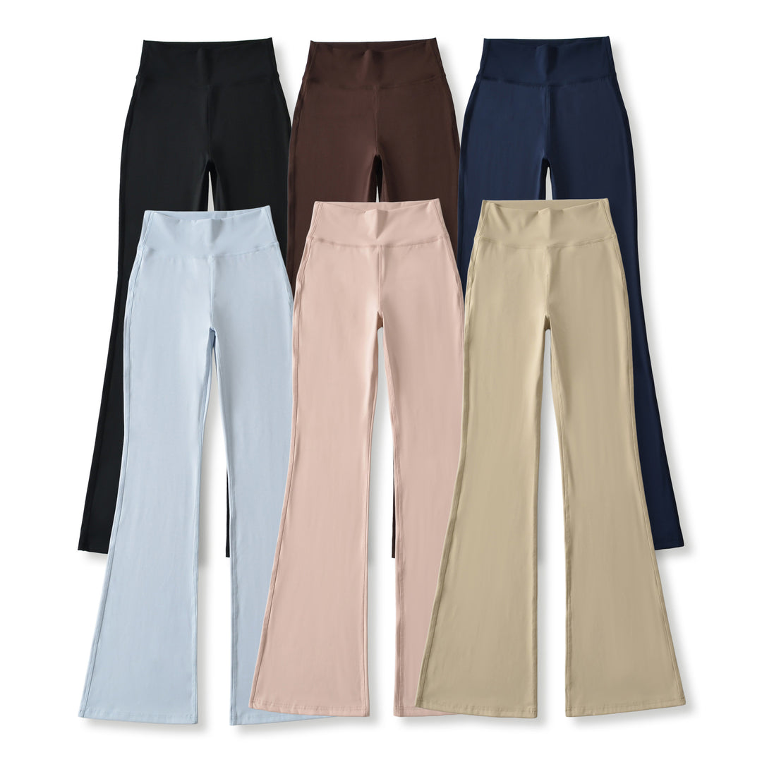 Ladies High-Waisted Flared Yoga Pants with Shaped Waist Mune Fashion
