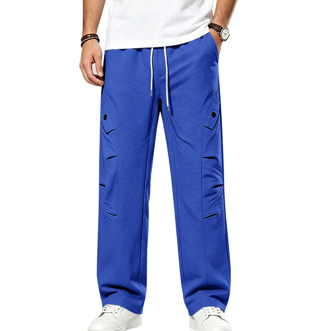 Men's Casual Cargo Joggers with Drawstring and Cut-Out Details Mune Fashion