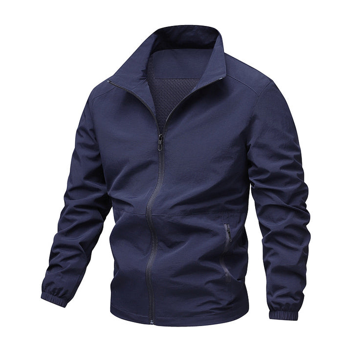 Men's Thermally Insulated Windbreaker Jacket with Fleece Lining, Stand Collar and Zipper Pockets Mune Fashion