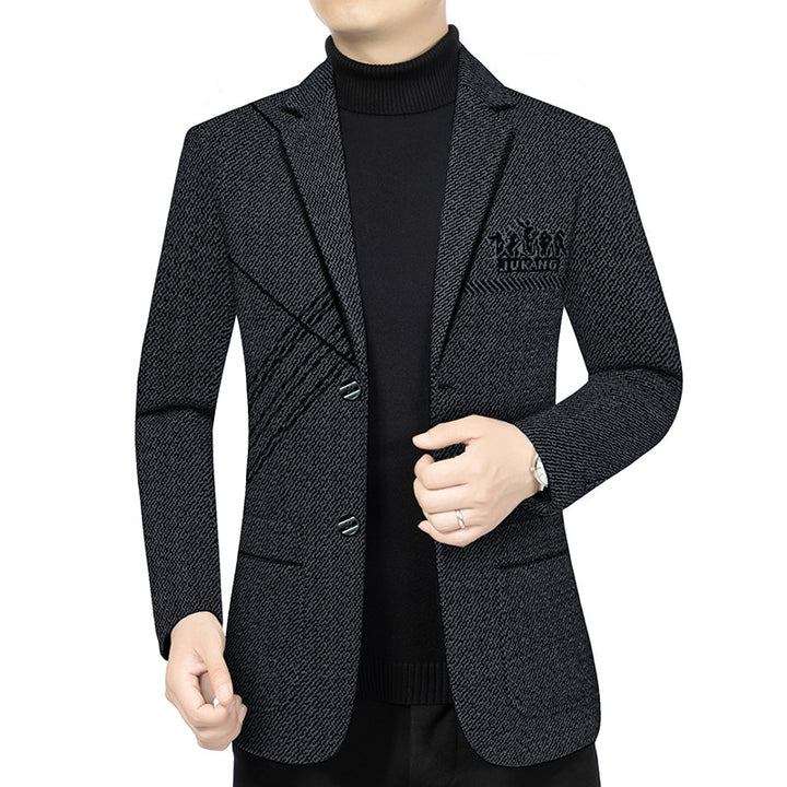Men's Modern Tweed Blazer Slim Fit with Subtle Emblem Mune Fashion