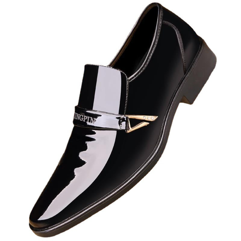 Men's patent loafers with decorative metal accent buckle and sleek elegance Mune Fashion