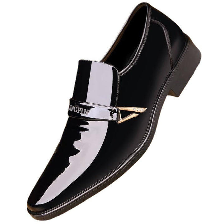 Men's patent loafers with decorative metal accent buckle and sleek elegance Mune Fashion