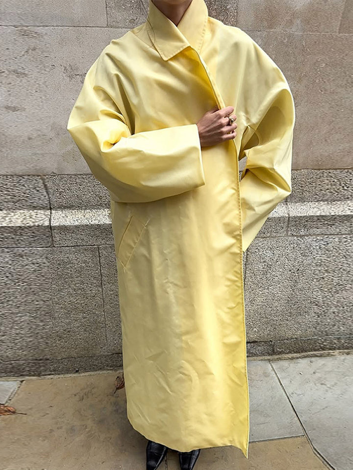 Ladies Maxilength Oversize Coat in Cocoon Cut with Concealed Button Placket Mune Fashion