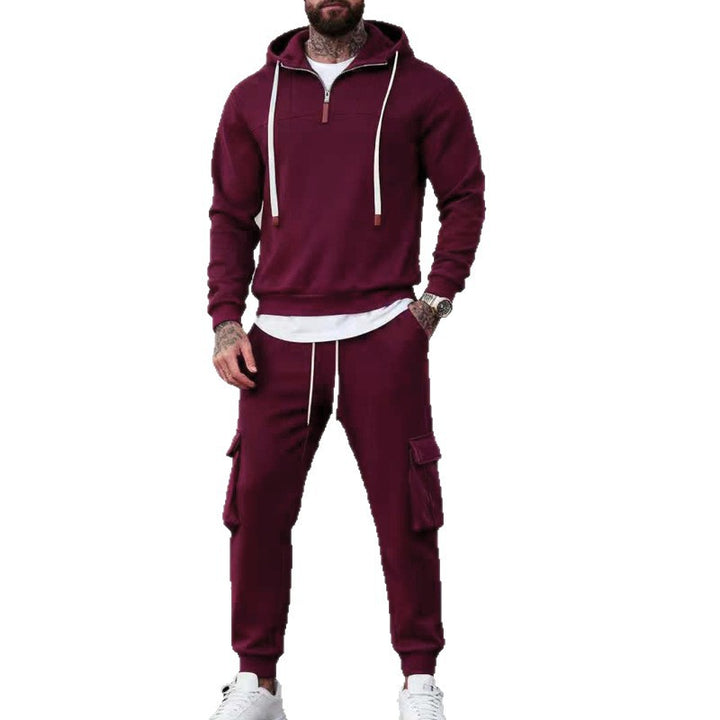 Men's casual fleece tracksuit with half zipper and cargo pockets Mune Fashion