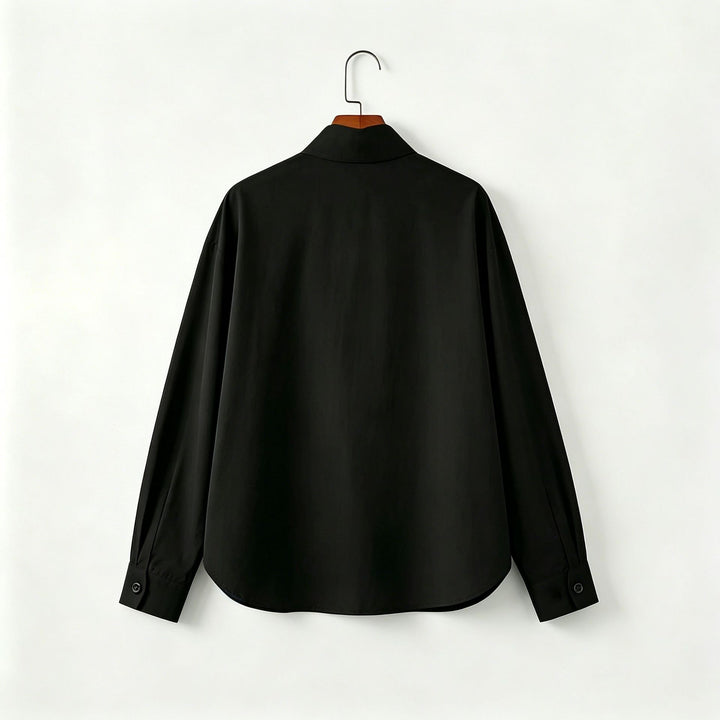 Women's Oversized Shirt with Stand Collar and Concealed Button Placket Mune Fashion