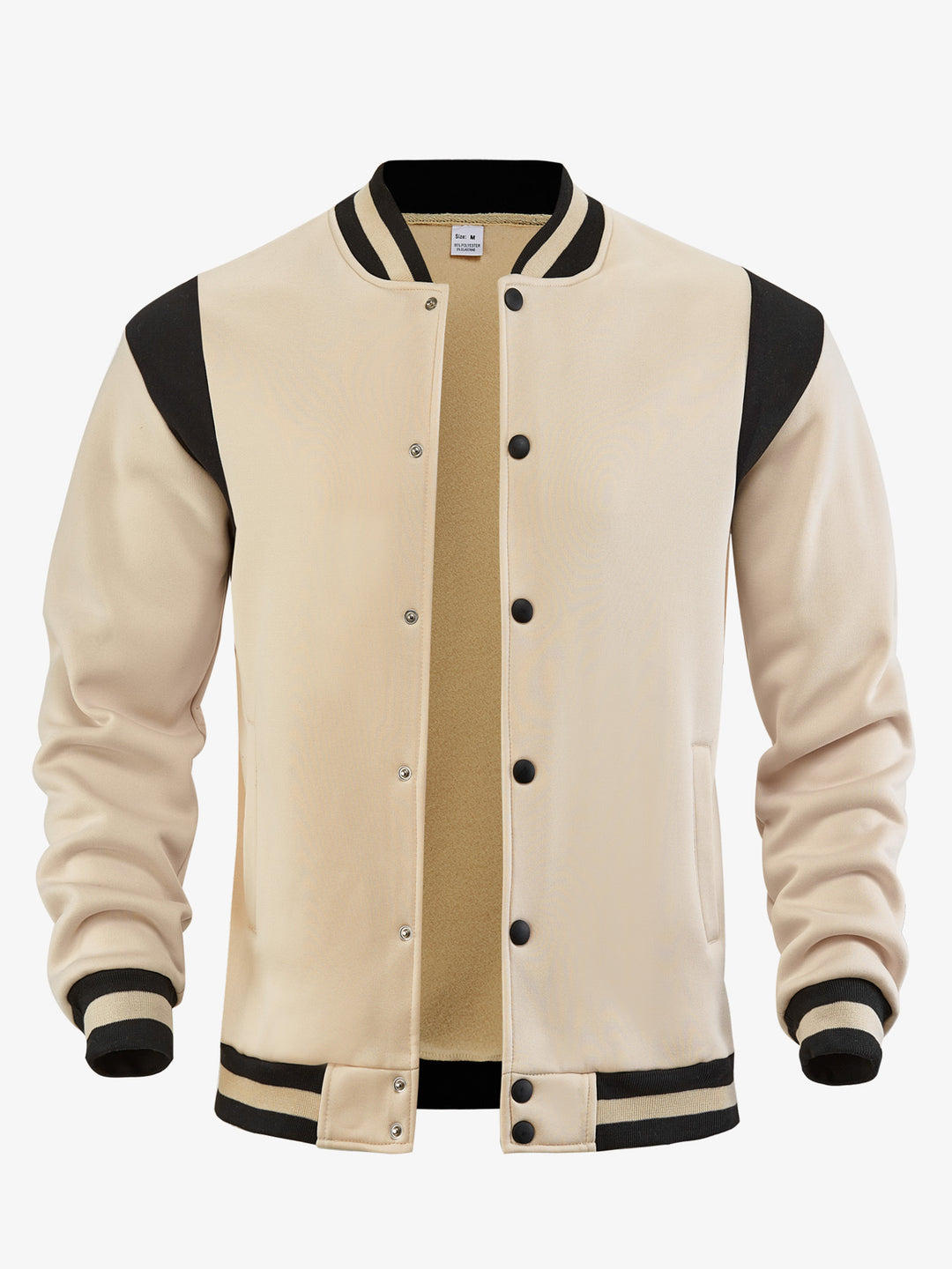 Men's light baseball jacket in sweat quality with snap button placket, ribbed collar and contrasting shoulder yoke Mune Fashion