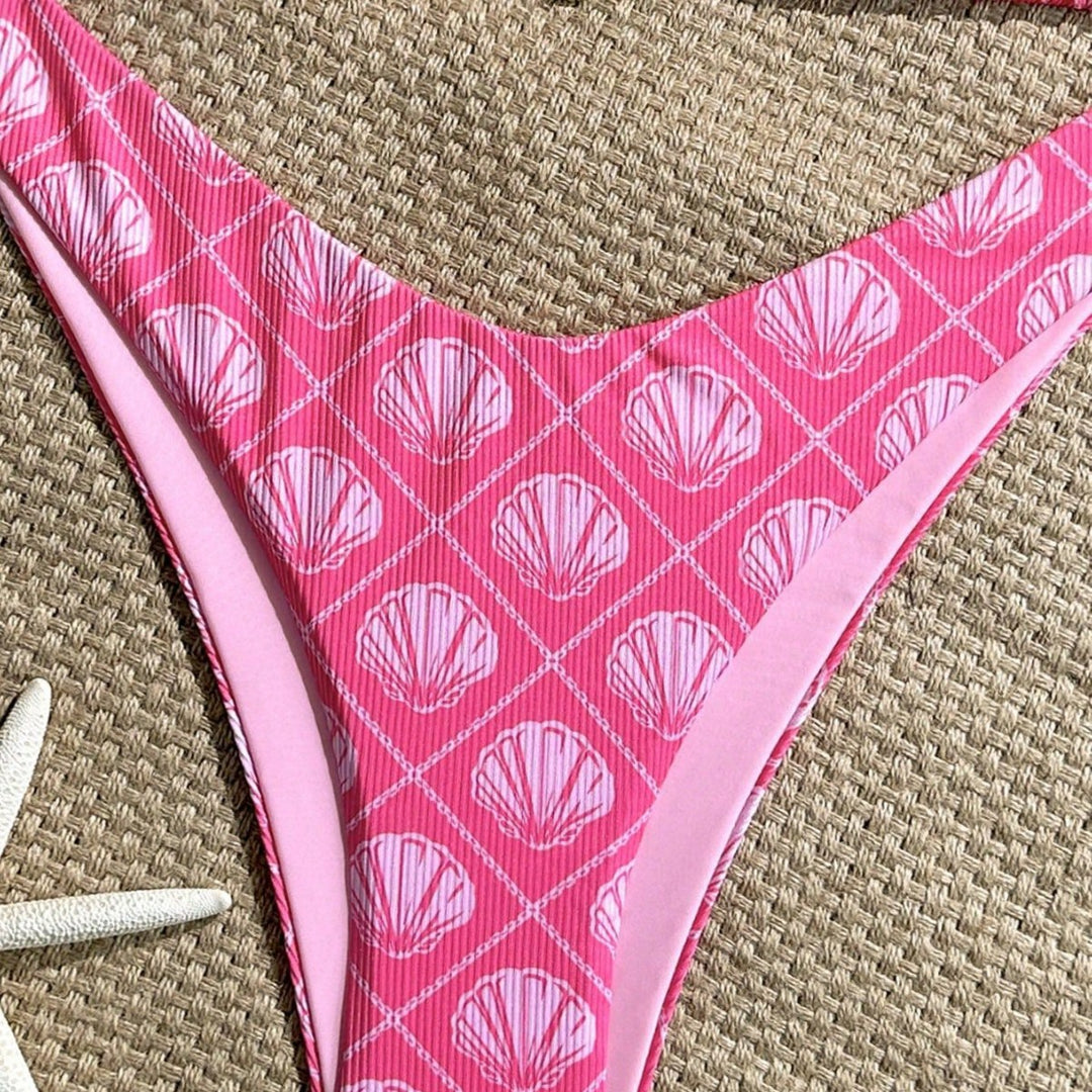 Women's Triangle Bikini with Maritime Shell Pattern Mune Fashion