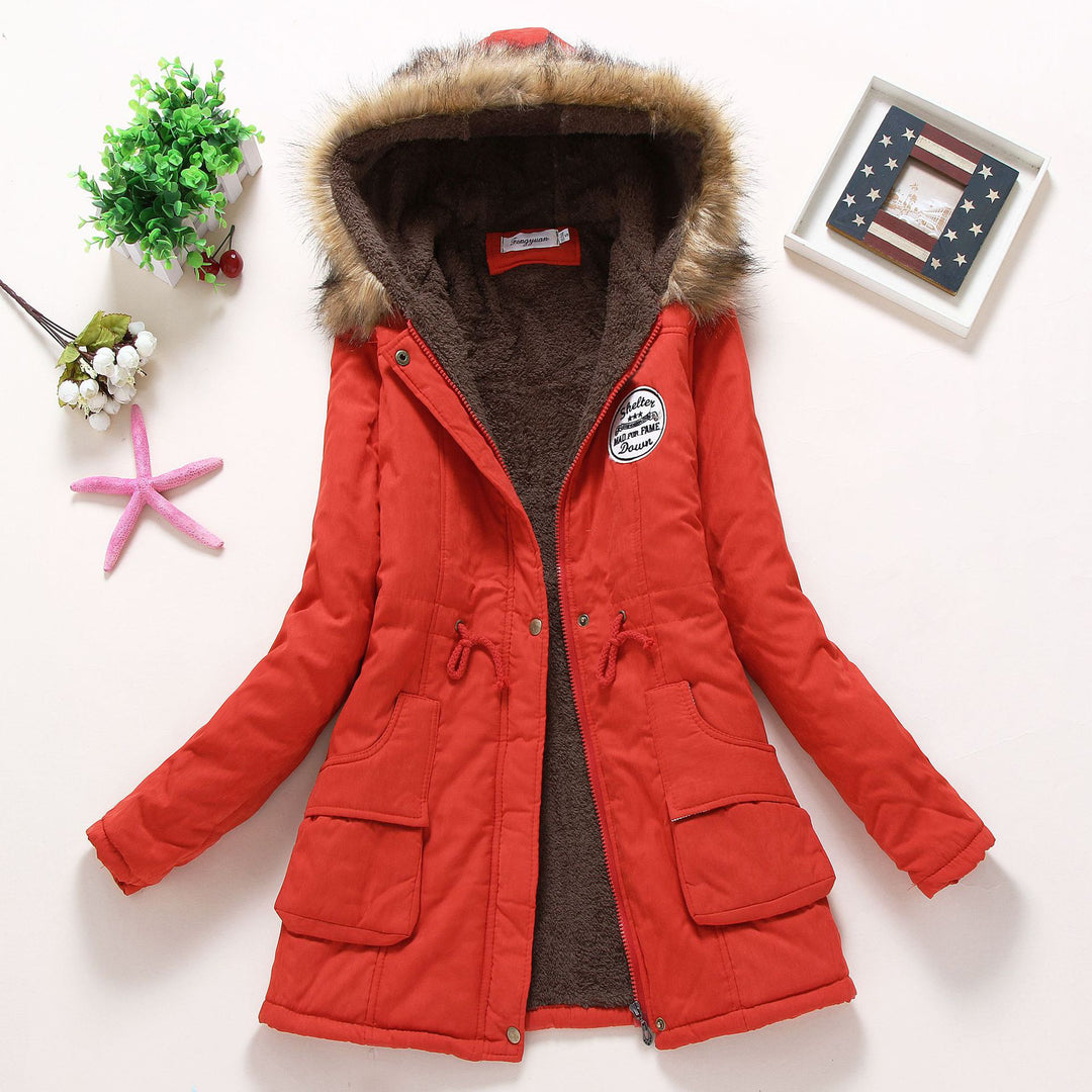 Women's high-warming winter parka with teddy lining, drawstring and faux fur trim Mune Fashion