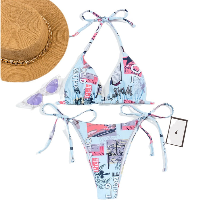 Women's adjustable triangle bikini with fashionable print Mune Fashion