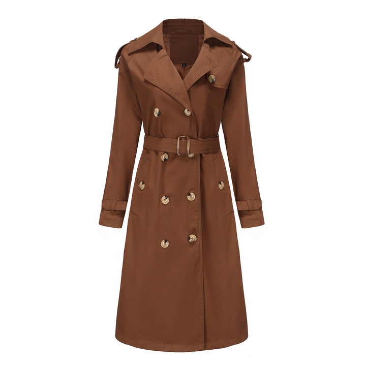 Women's nan trench coat with double-breasted button placket, waist belt and shoulder tabs Mune Fashion