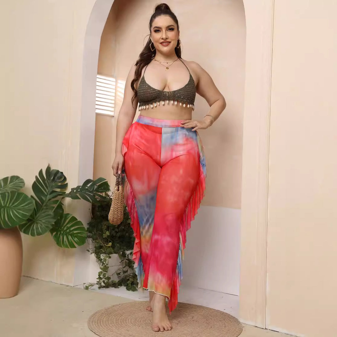 Women elegant and airy beach pants with ruffle details Mune Fashion