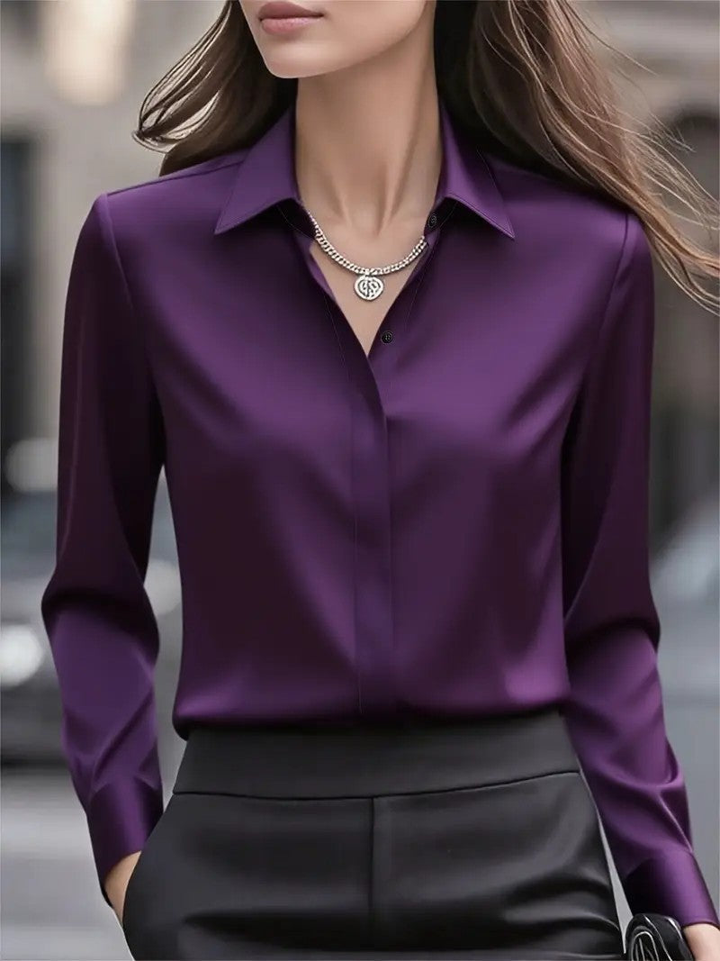 Women Elegant Satin Blouse Mune Fashion