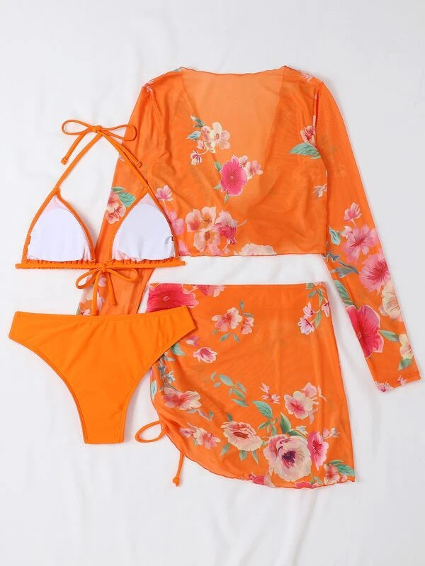 Ladies Crop Top with floral design and fitted skirt Mune Fashion