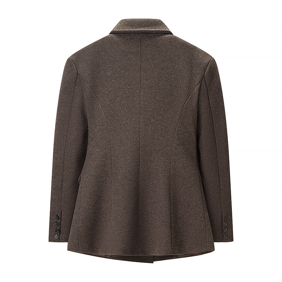 Men's Double-Breasted Wool Blazer with Warm Wool Blend, Notched Lapel and Flap Pockets Mune Fashion