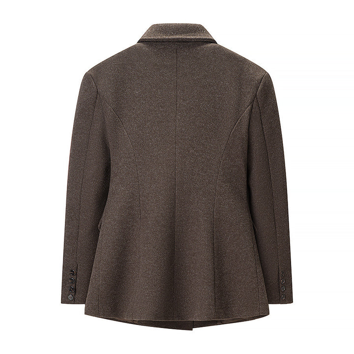 Men's Double-Breasted Wool Blazer with Warm Wool Blend, Notched Lapel and Flap Pockets Mune Fashion