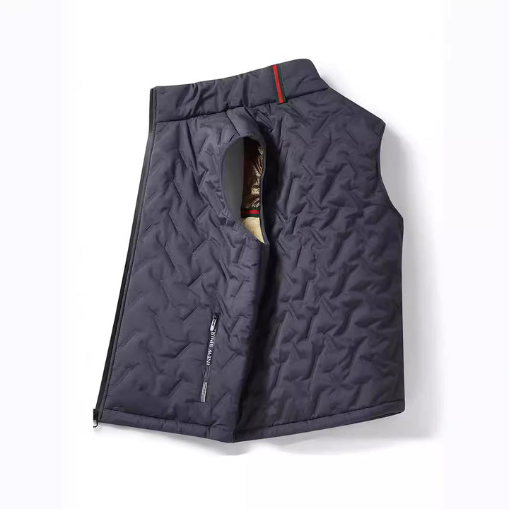 Men's thermo quilted vest with soft Sherpa inner lining, high closing stand-up collar and concealed zipper pockets Mune Fashion